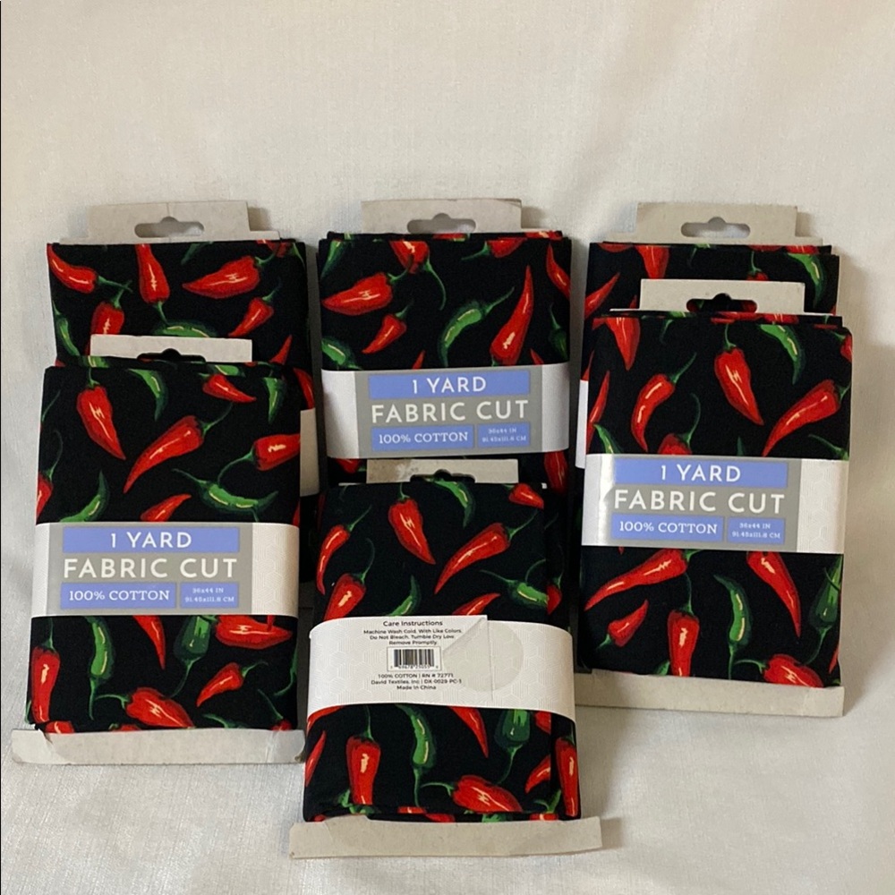 David Textiles Chili Pepper Fabric Cut - Black and Red (6 packages!)